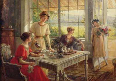 Vrouwen die thee drinken door Albert Lynch